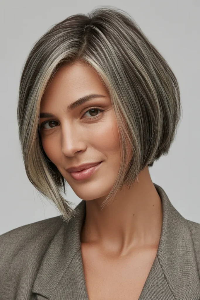 Angled Gray Blend Bob