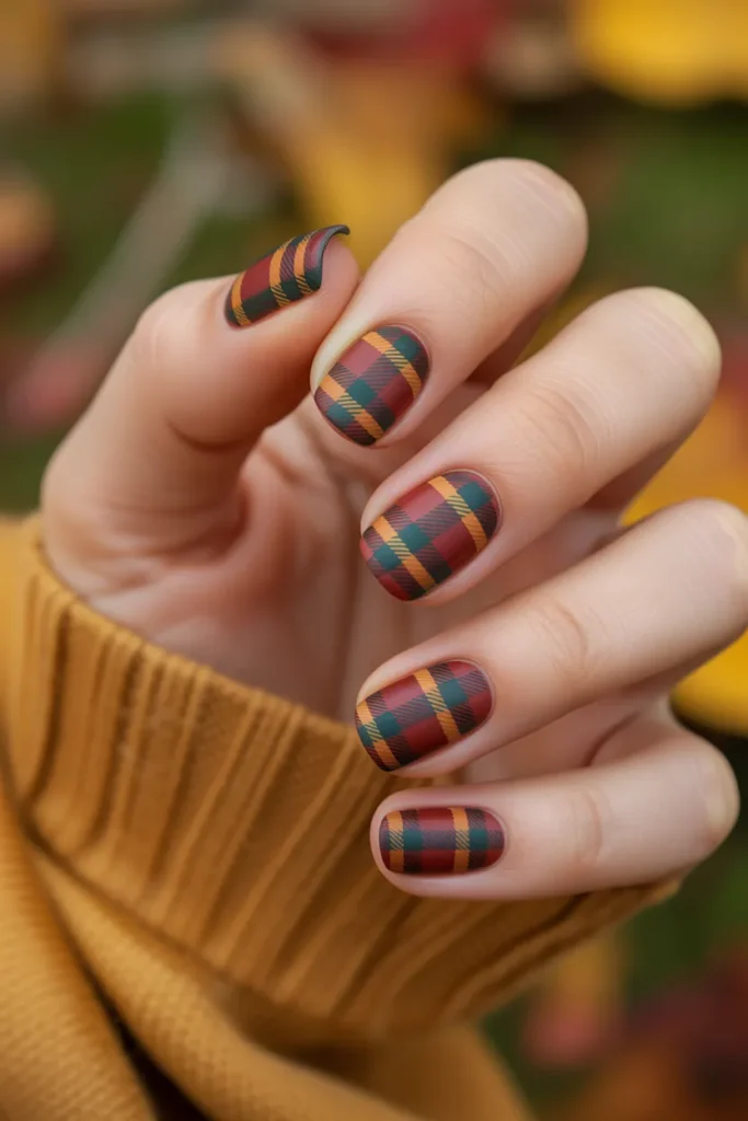 Autumn Plaid Nails