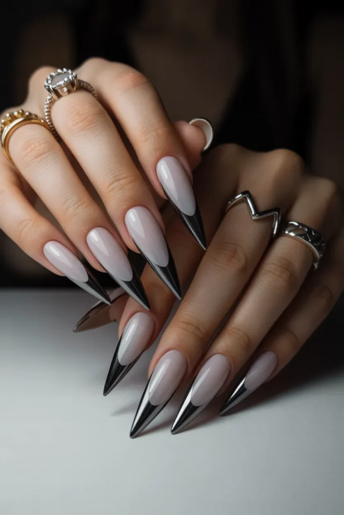 Black Chrome Tips with White Base