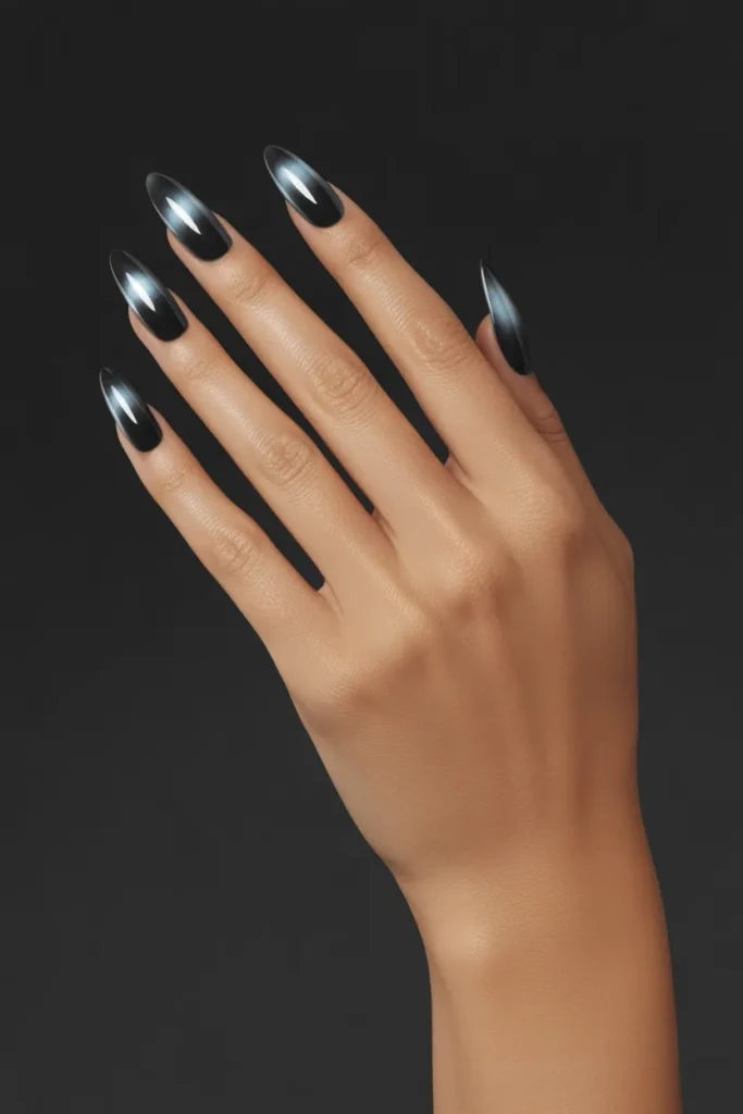 Black Gradient with Silver Tips