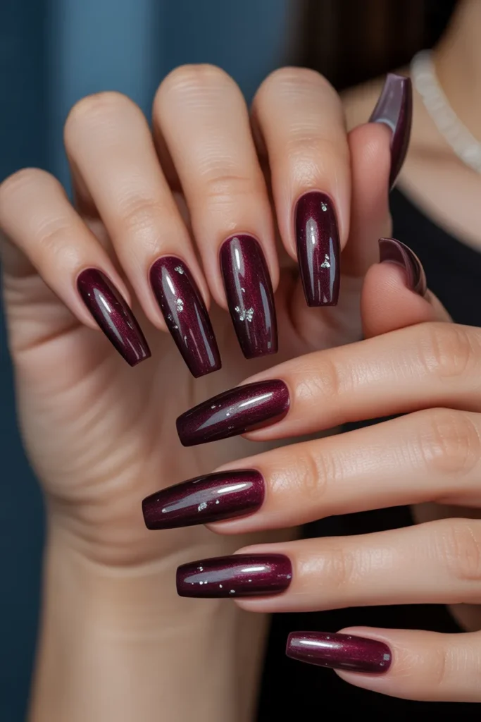 Burgundy Cateyes with Silver Flakes