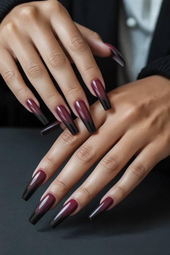 Burgundy with Black Gradient Tips