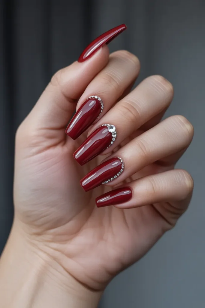 Burgundy with Crystal Accents