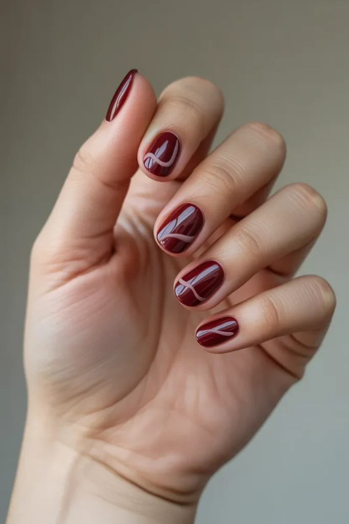 Burgundy with Negative Space Designs