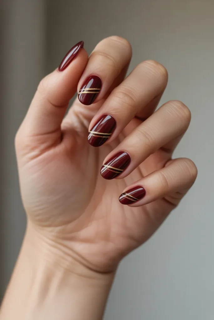 Burgundy with Striped Accents