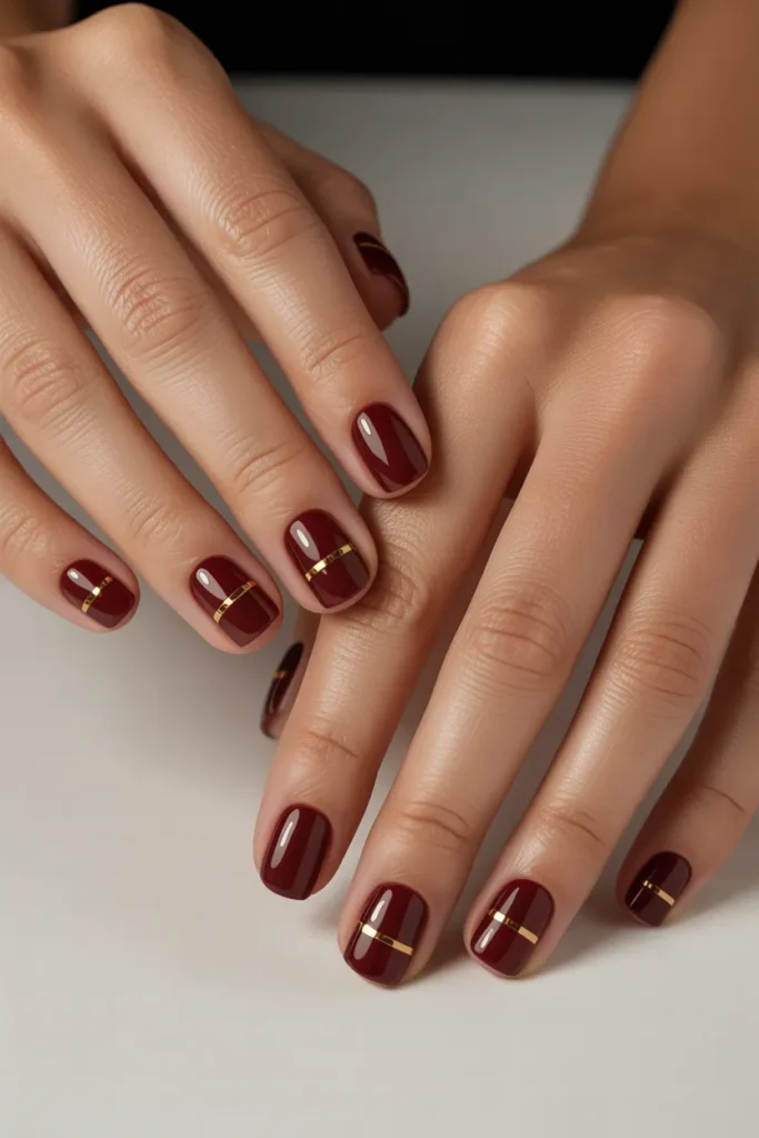 Burgundy with Thin Gold Foil Lines