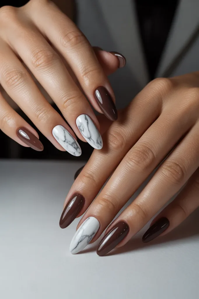 Cherry Brown and White Marble Art