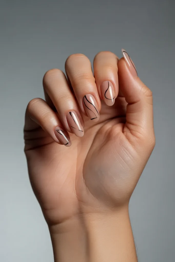 Cherry Brown with Abstract Line Art