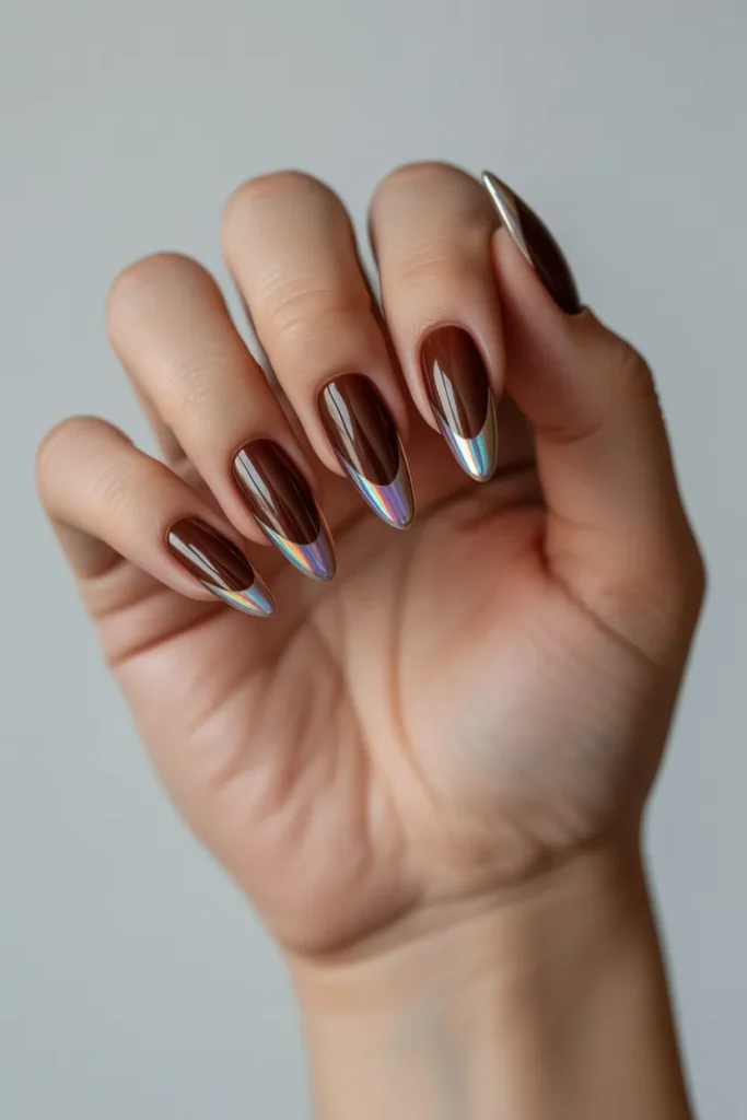Cherry Brown with Holographic Tips