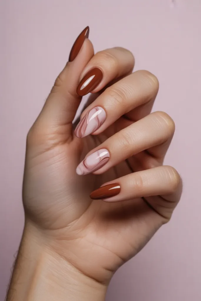 Cherry Brown with Pink Marble Swirls