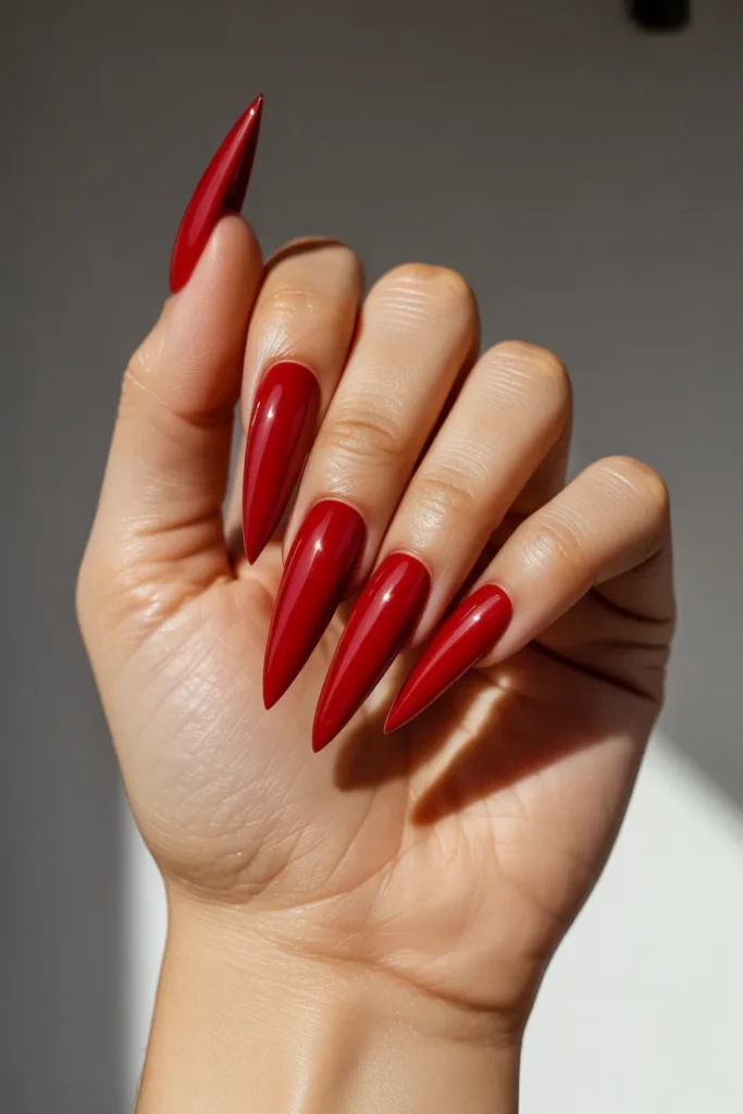 Cherry Red Stiletto Nails