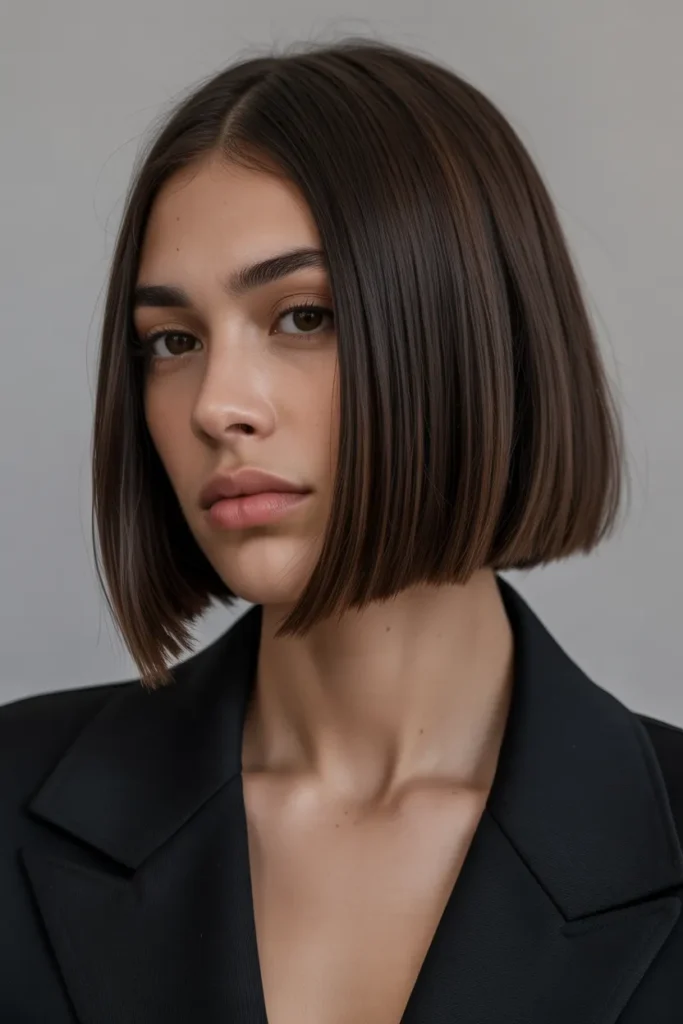 Chin-Length Blunt Bob with Micro Layers