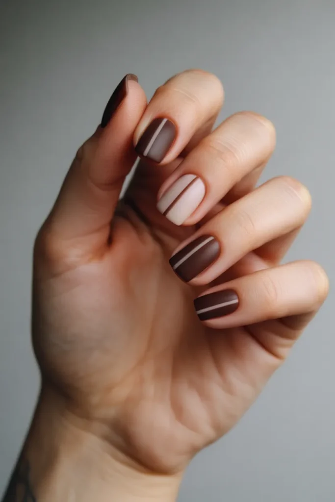 Chocolate Brown and Nude Stripes