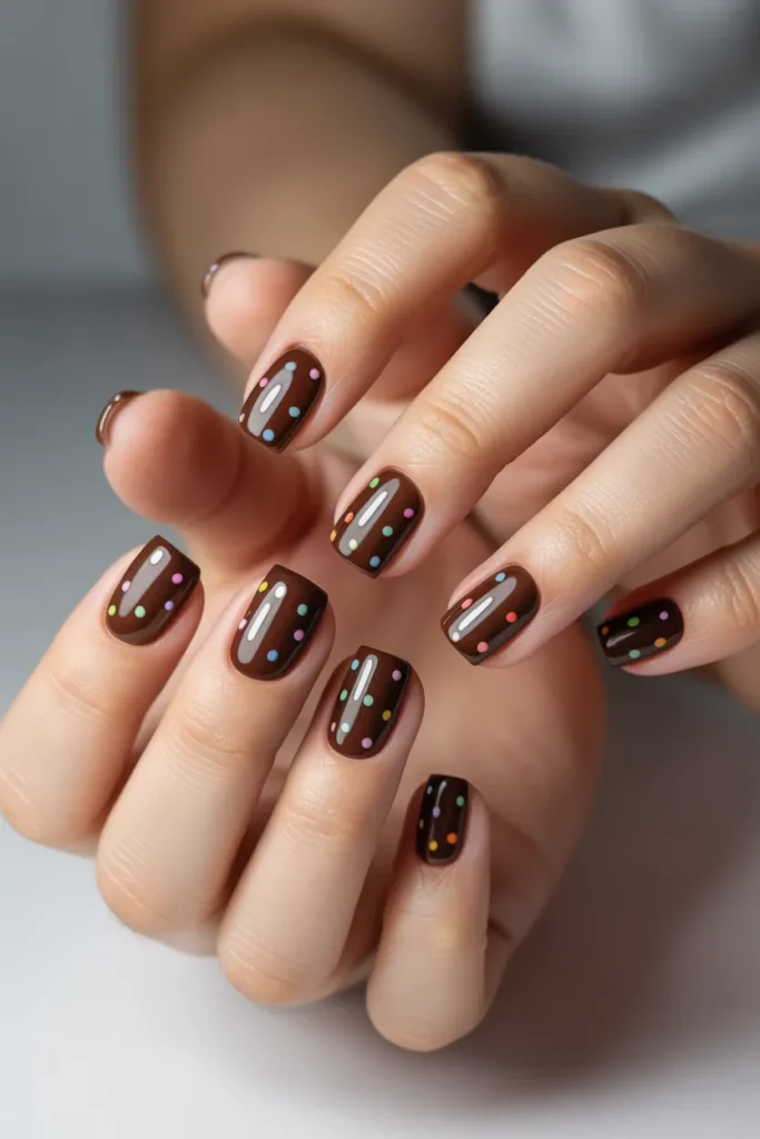 Chocolate Brown with Colorful Dots