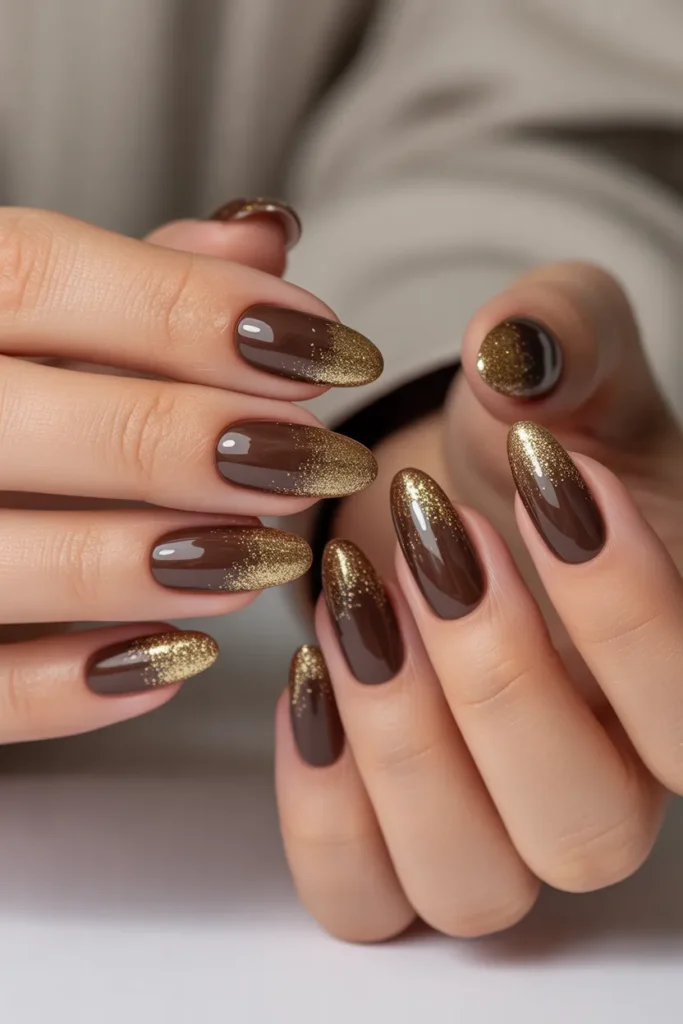 Chocolate Brown with Gradient Glitter
