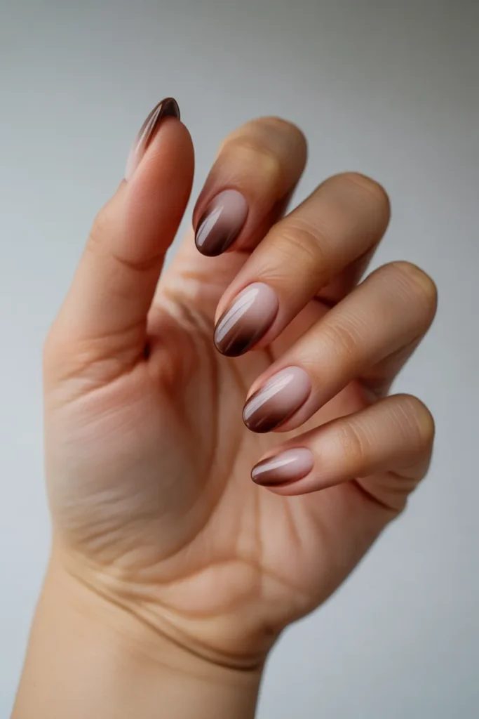 Chocolate Brown with Gradient Nude Tips