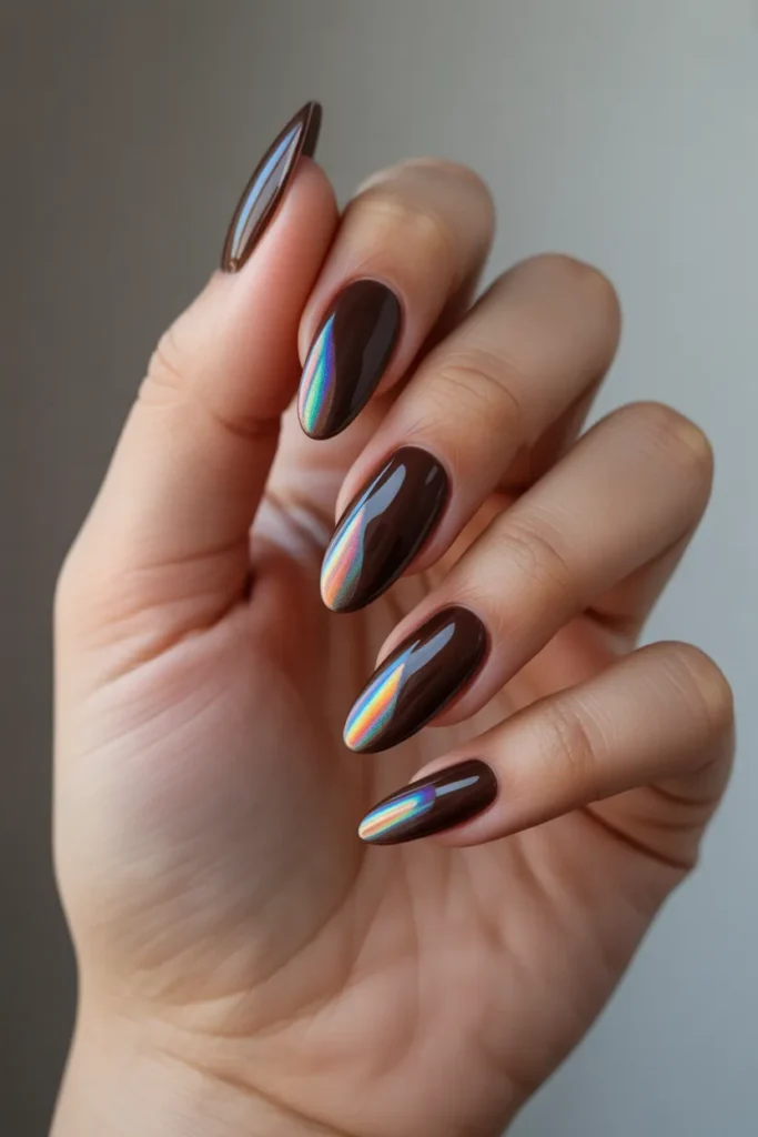 Chocolate Brown with Holographic Tips