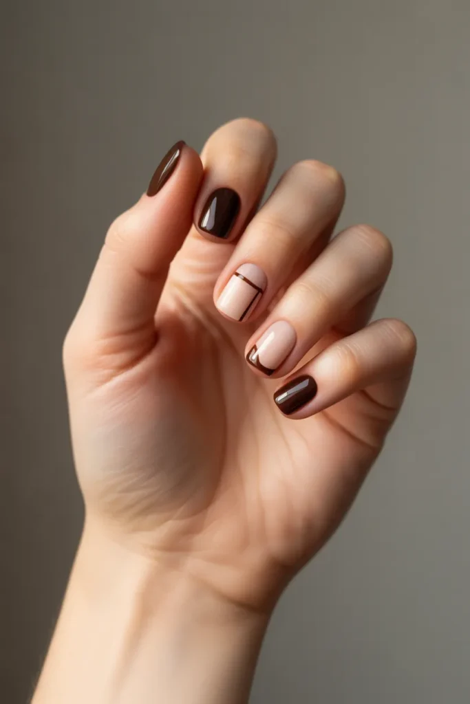 Chocolate Brown with Negative Space Designs