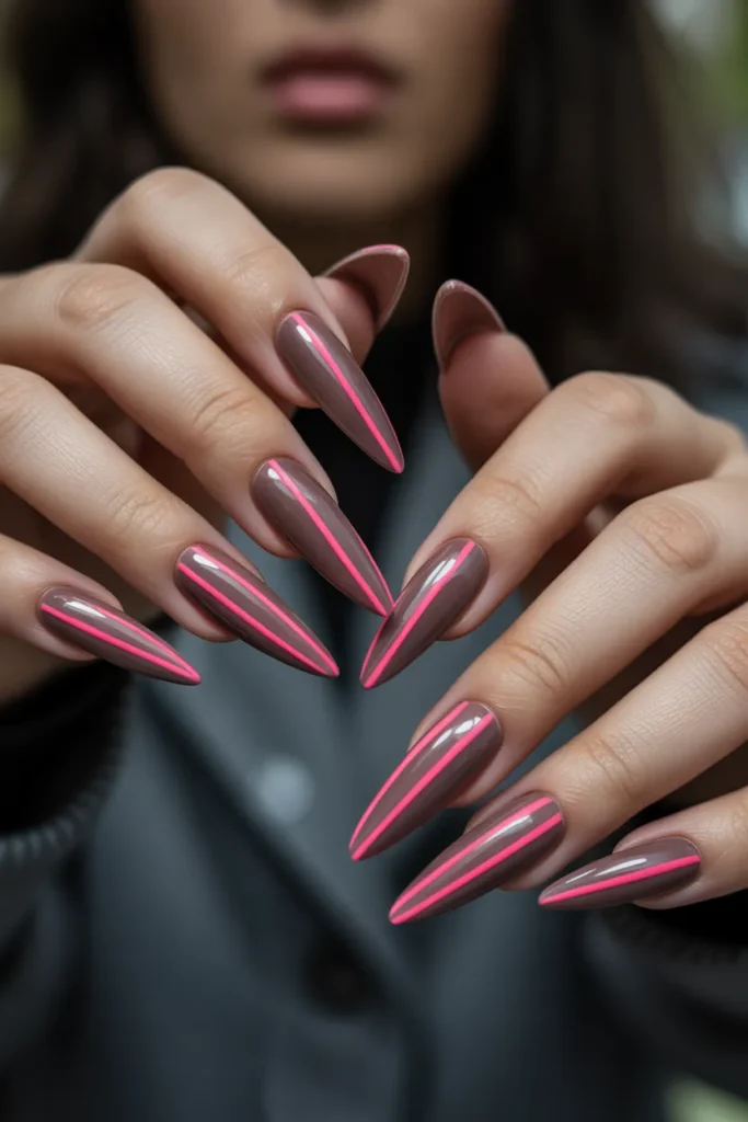 Chocolate Brown with Neon Stripes