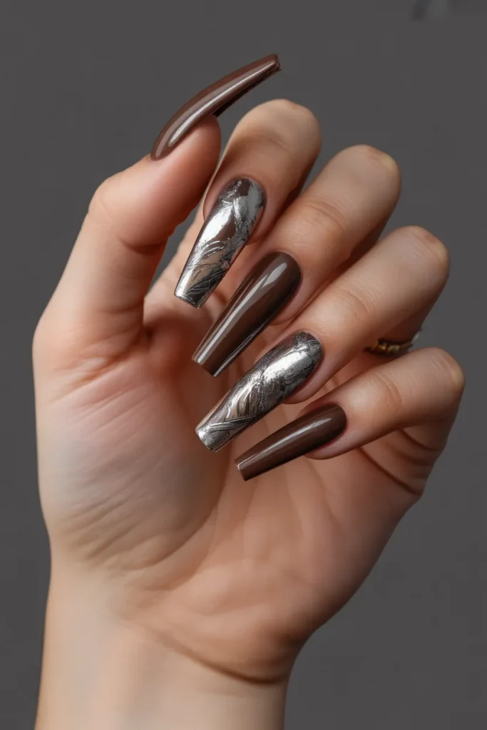 Chocolate Brown with Silver Foil