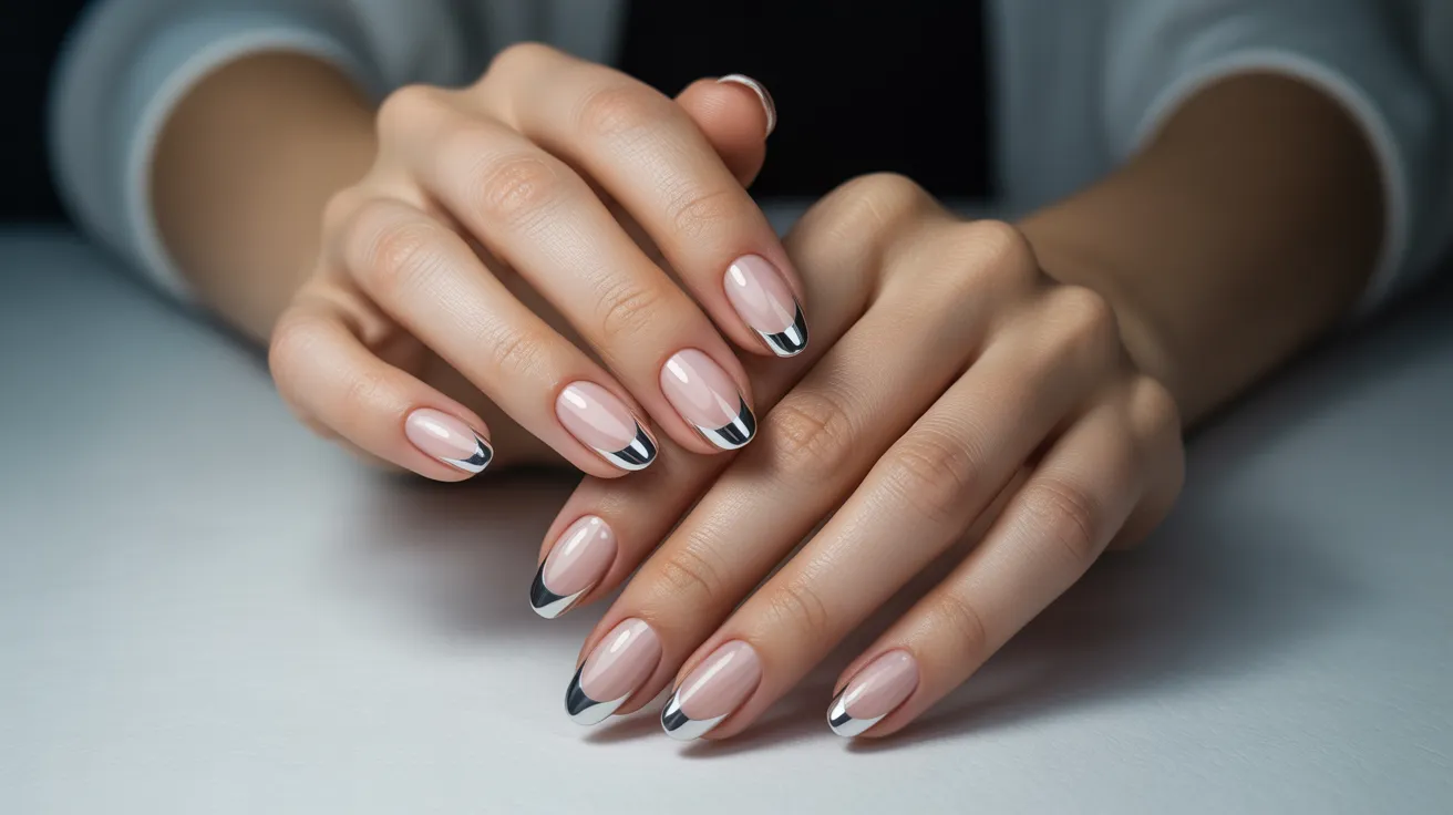 Chrome French Tip Nails