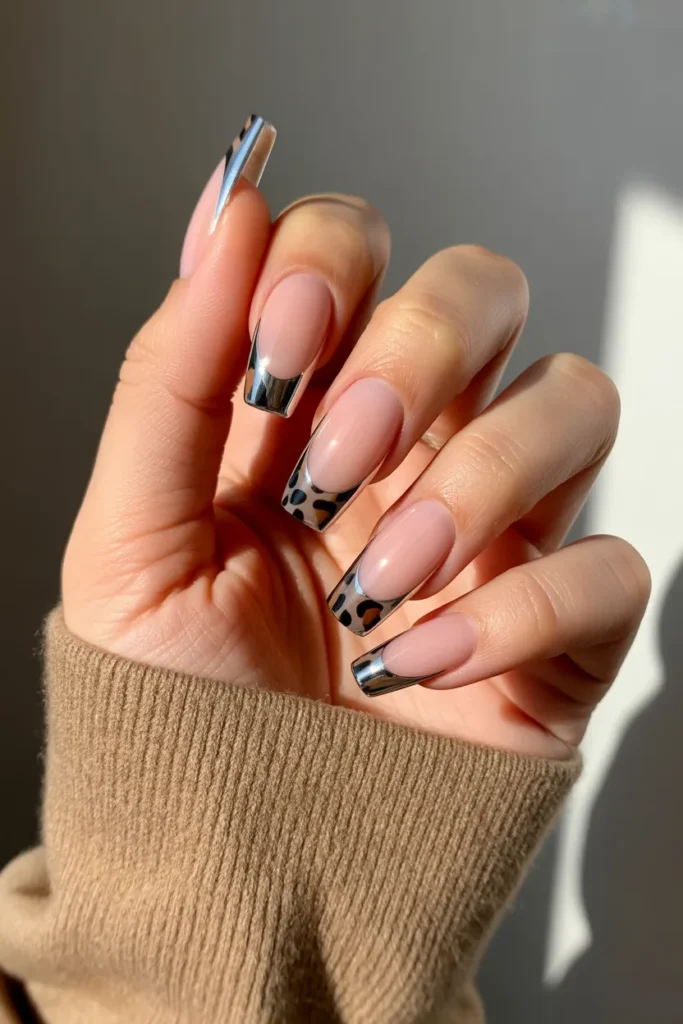 Chrome Tips with Animal Print Accents