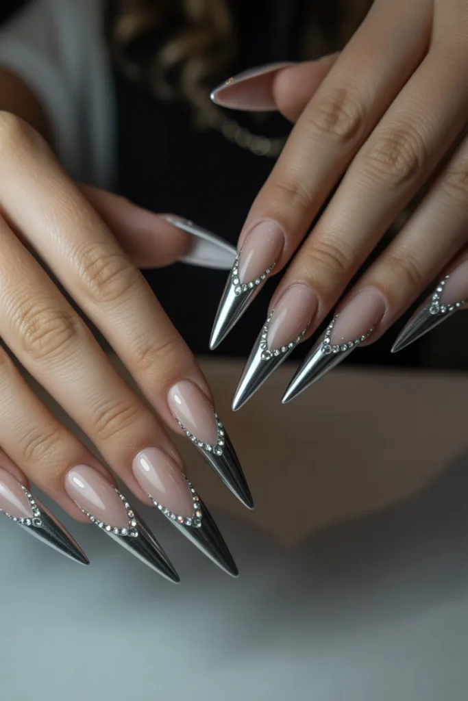 Chrome Tips with Diamond Rhinestones