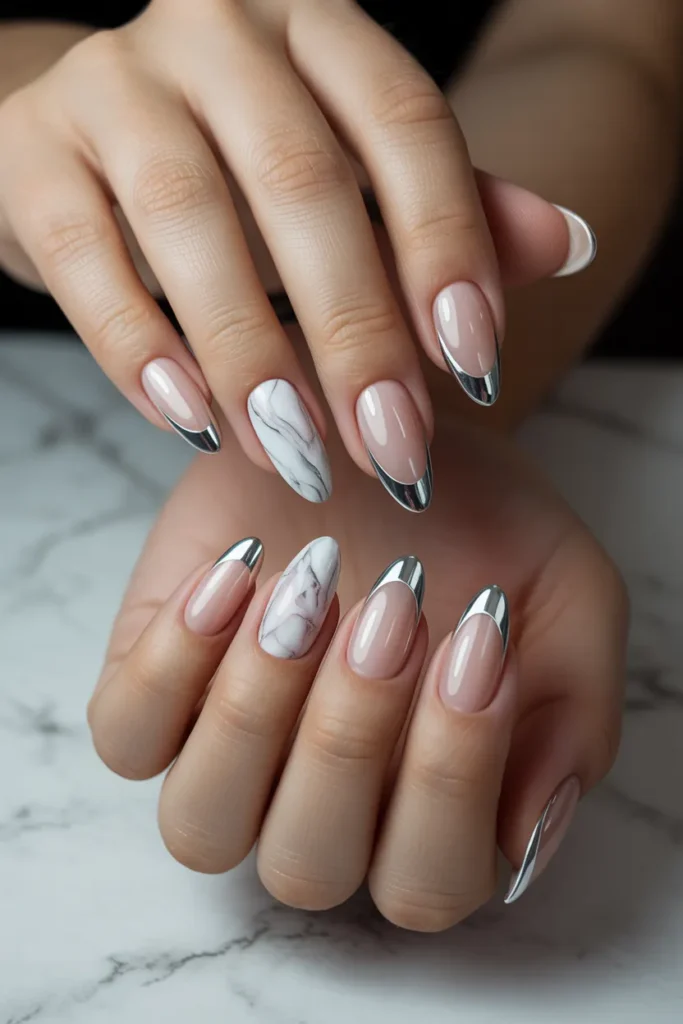 Chrome Tips with Marble Effect