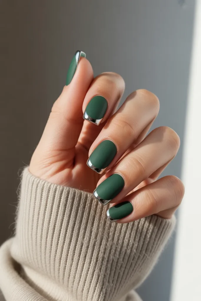 Chrome Tips with Matte Green Base