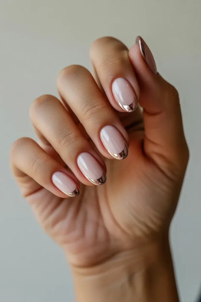 Chrome Tips with Soft Pink Base