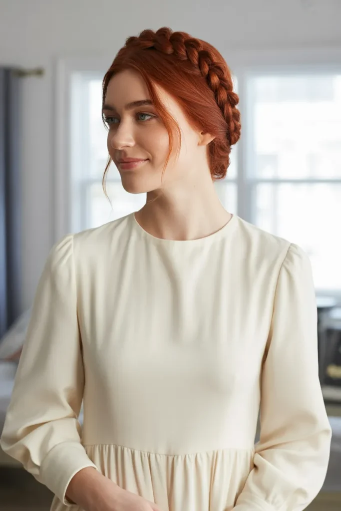 Cinnamon Red Braided Crown