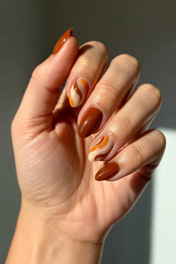 Cinnamon Swirl Nails