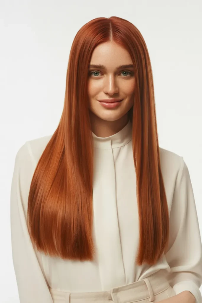 Copper Red Straight and Sleek Look