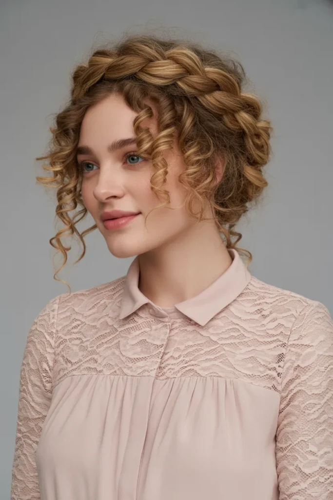 Crown Braid Around Curly Hair