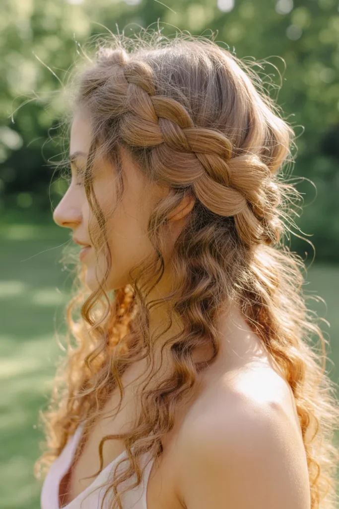 Curly Crown Braid with Free Length