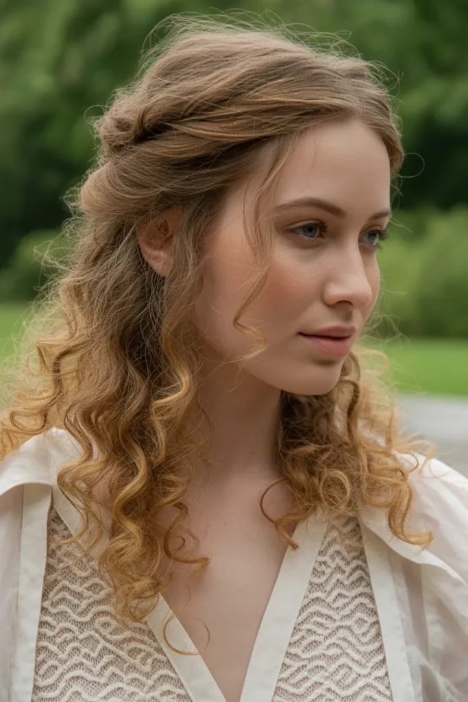 Curly Half-Up Twist Style