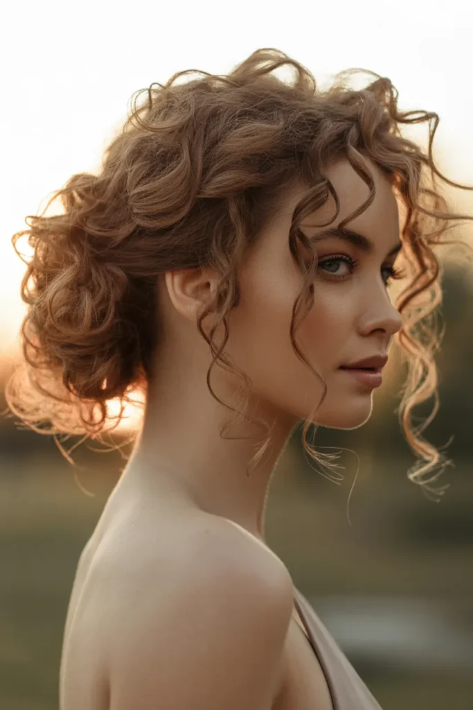 Curly Loose Updo with Natural Volume