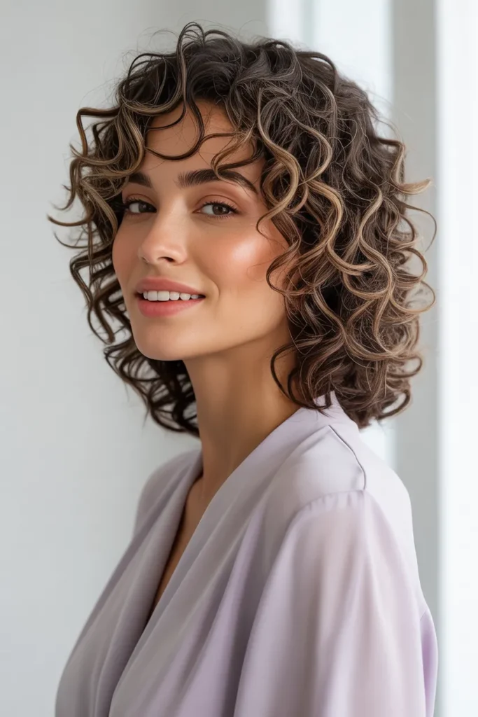Curly Medium Cut with Side Layers