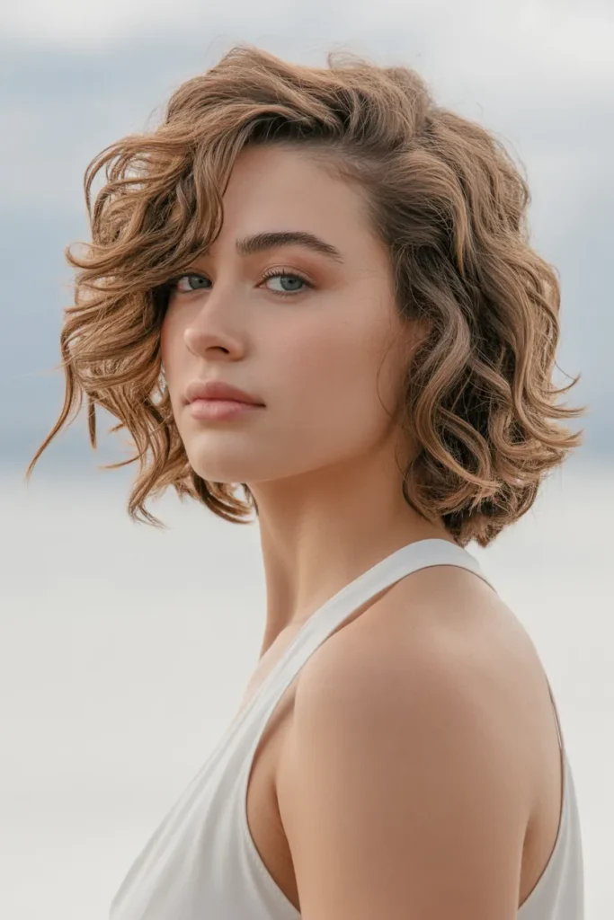 Curly Side-Swept Style with Soft Finish