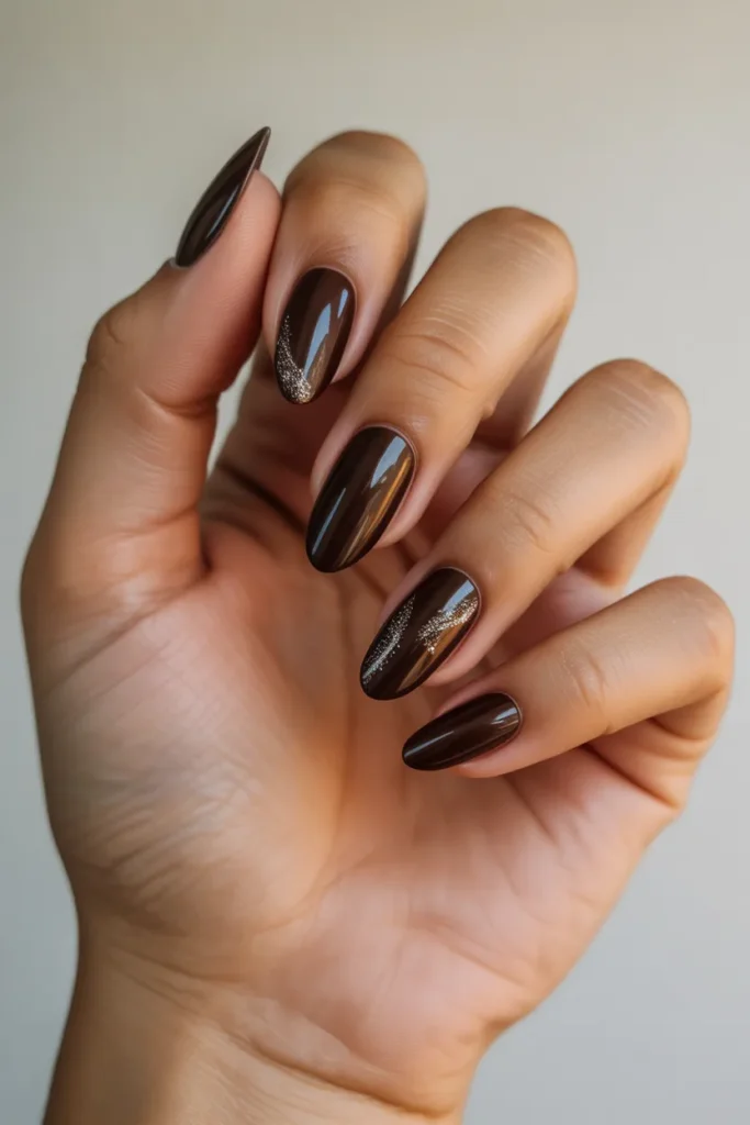 Dark Brown Cateyes with Sparkling Silver