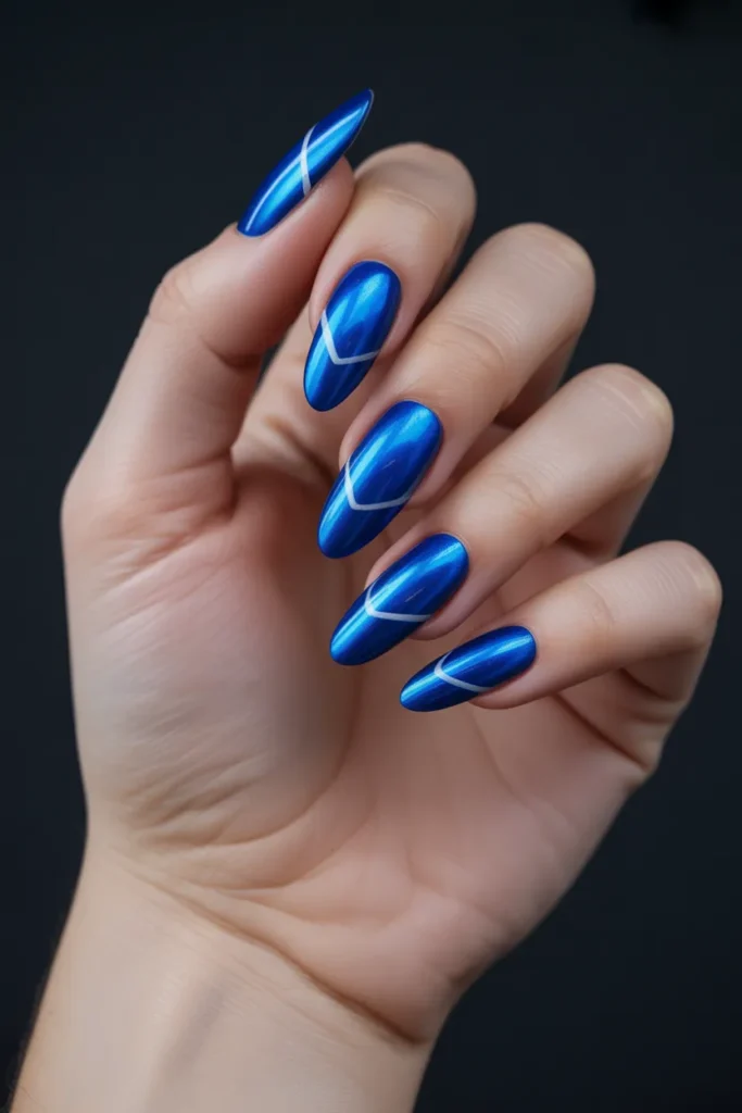 Electric Blue Cateyes with Silver Lining