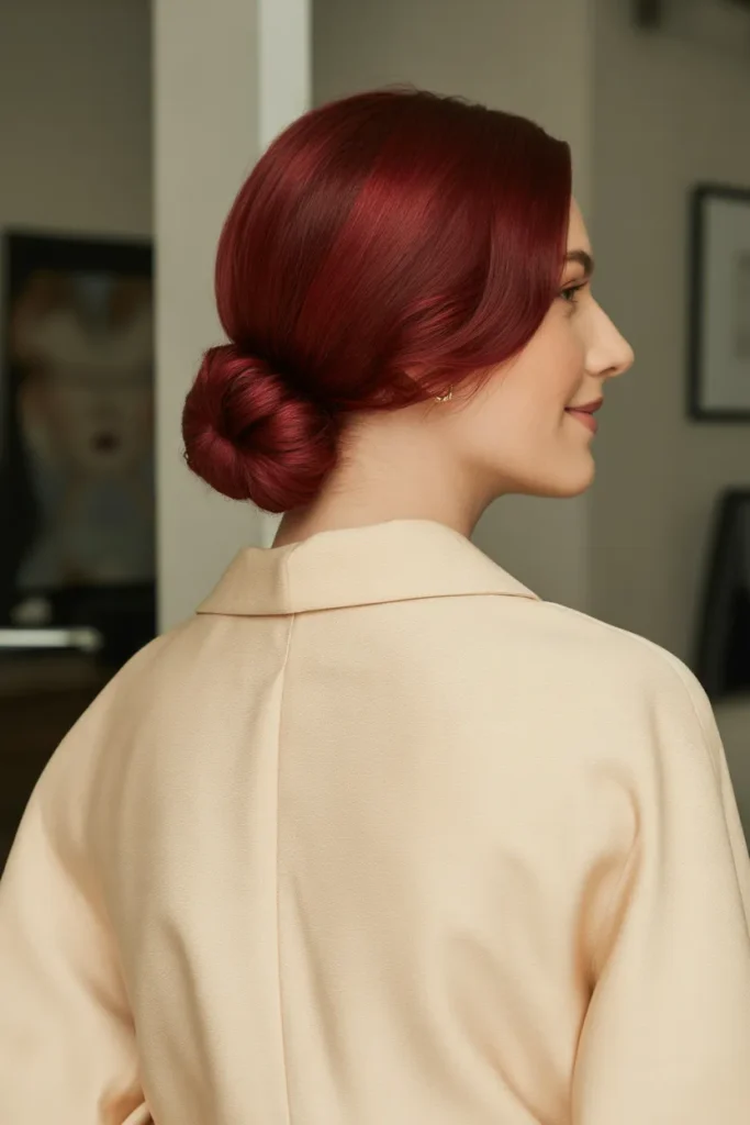 Garnet Red Low Chignon