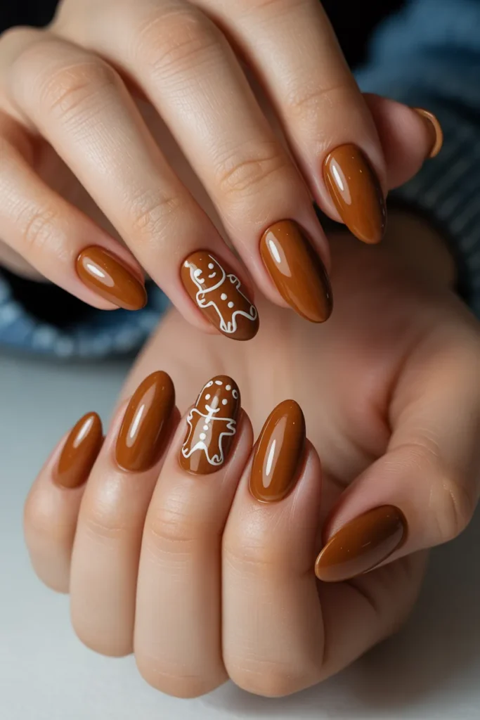 Gingerbread Cookie Almond Nails