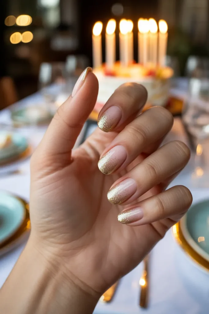 Glitter Gradient with Gold Tips