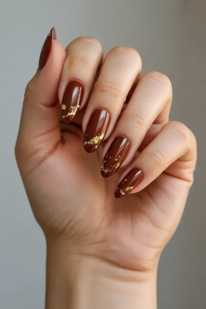 Glossy Cherry Brown with Gold Foil
