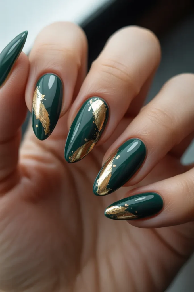 Gold Foil Almond Nails