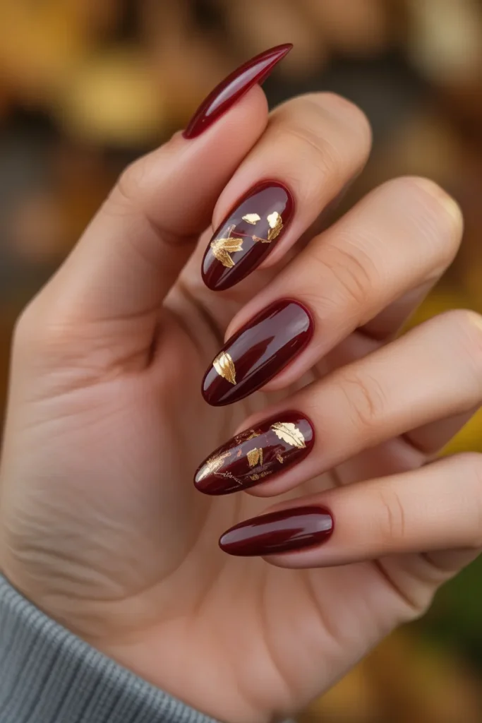 Gold Leaf Accent Nails