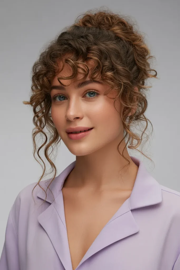 Half Crown Twist with Defined Curls