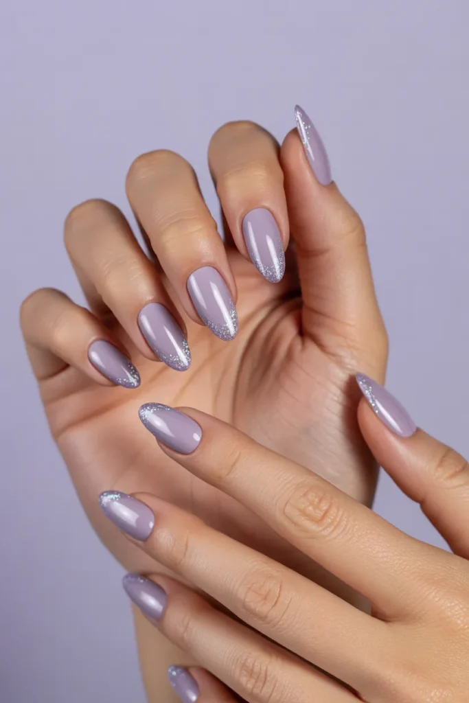 Lavender Cateyes with Glitter Tips