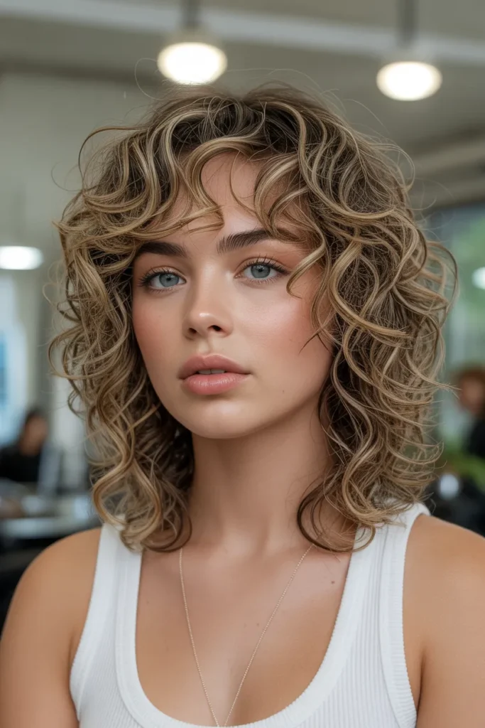 Layered Curly Cut with Lifted Roots